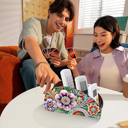 Image of Diamond Painting Art Kit Organizer Box, colorful flowers DIY Special Shape Diamond Partial Mosaic Handmade Making Kit Organizer Box, Modern Home Dining Living Room Table Top Decor Art Decoration