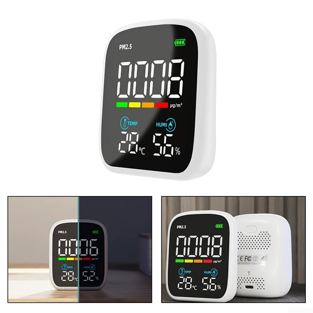 Misuratore di qualità dell'aria con controllo WiFi e app, analizzatore PM2.5 per temperatura e umidità, display digitale a LED, ricarica di tipo C (senza WiFi)