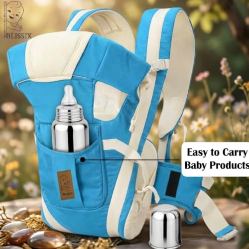 Image of BLISSIX Baby Carrier with Adjustable Waist Belt & Padded Shoulder Straps | Breathable Soft Carrier for & Toddler | Storage Pocket (Sky Blue)
