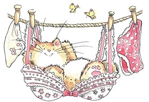 Penny Black Katze Wäscheleine Gummi Stempel 3,5 x 11,4