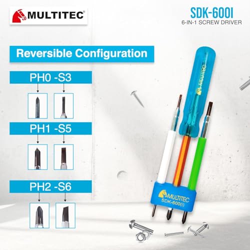 Image of MULTITEC SDK-600i Insulated Screwdriver Kits | Electrician Tool Set with Multibit Drivers | Heavy-Duty Electrical Maintenance Toolkit