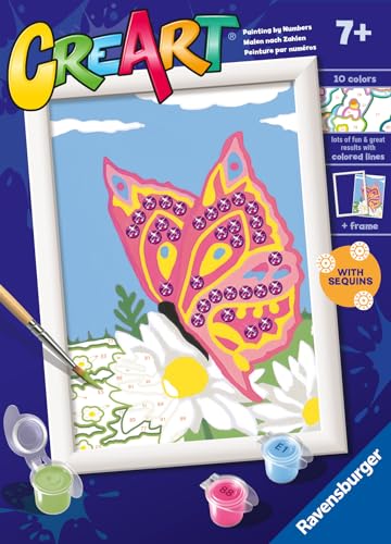 Ravensburger - Creart Serie E Farfalla Scintillante | Kit Pittura Bambini | Dipingere Con I Numeri Include Tutto Il Necessario | Giochi Bambini 7 Anni O Più | Creart 7 Anni