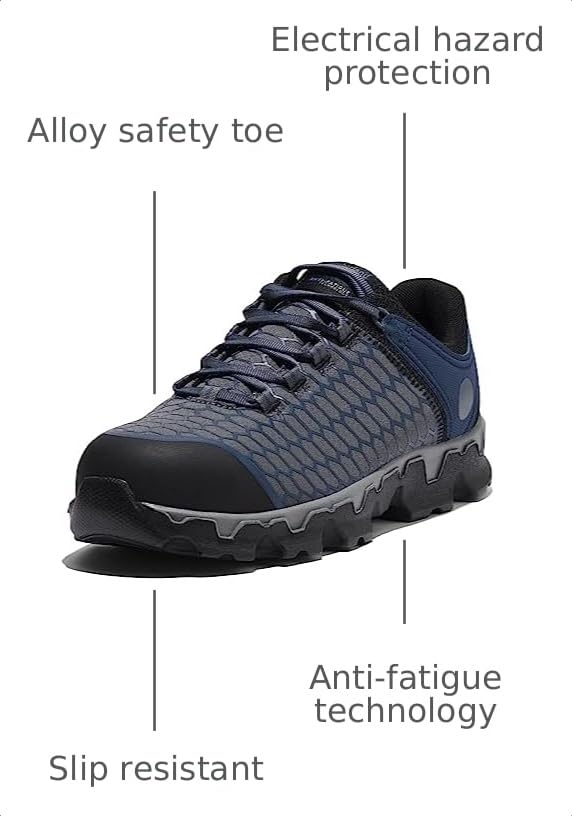 Image of Timberland PRO Men's Powertrain Sport Alloy Safety Toe Industrial Athletic Work Shoe, Grey /Navy, 9 W