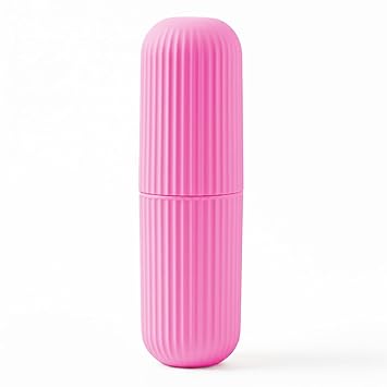 XML Capsule Shape Travel Toothbrush Toothpaste Case Cove Holder Portable Toothbrush Storage Plastic Toothbrush Holder Pink-Capsule (Pack of- 1)