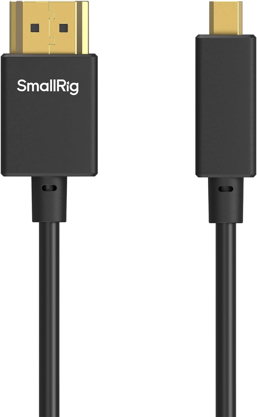 SMALLRIG D to A HDMI Cable Ultra Thin HDMI Cord 100cm / 3.28Ft (Micro to Full HDMI), Super Flexible Slim High Speed 4K 60Hz HDR HDMI 2.0, for Sony A7RIII / A7II / A7M3, for FUJIFILM X-T4 / X-T3-4795