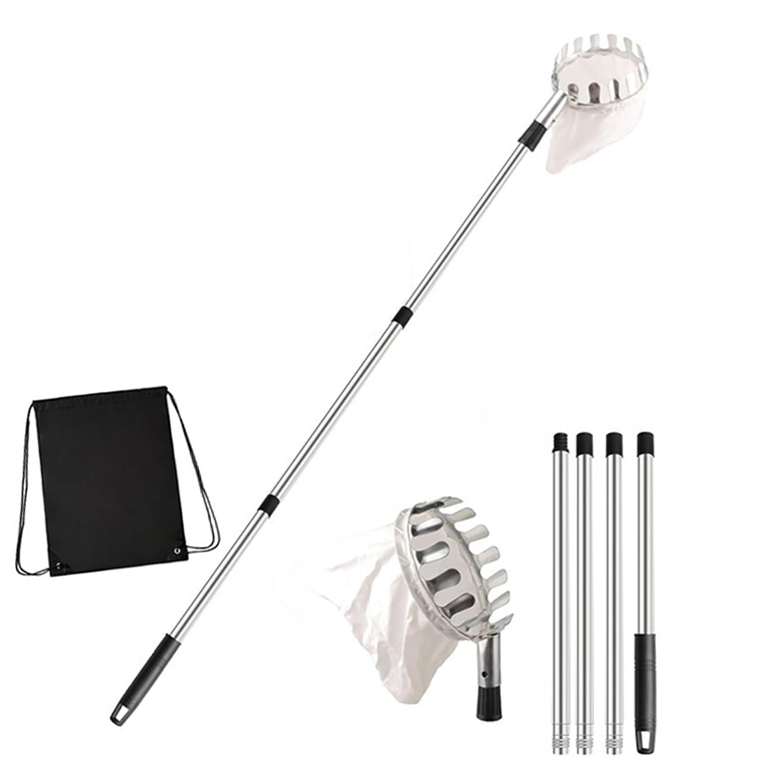 Nmowybpy Commercial Fruit Harvesting Tool Adjustable Stainless Steel Handle & Metal Head For Farm Park Tree Picking Adjustable Fruit Pickers