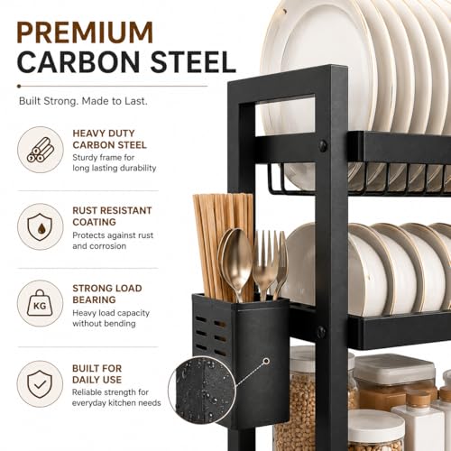 Image of 3 Tier Dish Drying Rack | Kitchen Counter Organizer