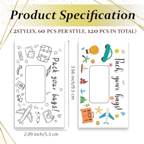 Image of PLIGREAT 120 Pieces Surprise Travel Scratch Off Cards Stickers Holiday Blank Gift Scratch Cards Pack Your Bags Travel Scratch Card DIY Scratch Off Prizes for Birthday Wedding Events Supplies