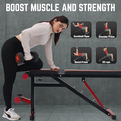 Image of Adjustable Weight Bench with 30KG Rubber Coated Home Gym Combo Kit | Complete Strength Training Set for Men & Women
