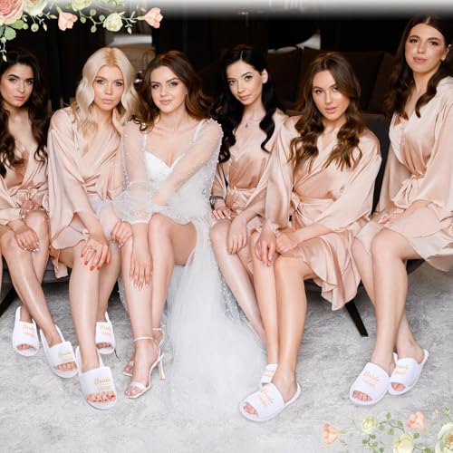 7 Pairs Bridesmaid Slippers for Women, Disposable Slippers Wedding Slippers for Women Bridesmaid Slippers Set Bulk Bridesmaid Gifts for Wedding Day Bridal Party Bachelorette Party Gifts4