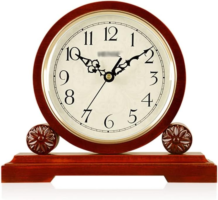 European Style Living Room Table Clock Solid Wood Table Clock Hotel Decoration Bogu Frame Decoration Electronic Quartz Clock (Color : A, Size : 26.5 * 22cm) (A 26.5 * 22cm)