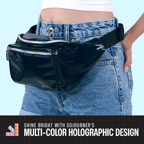 Image of Sojourner Holographic Rave Fanny Pack - Packs for Festival Women, Men | Cute Fashion Waist Bag Belt Bags (Glitter - Black)