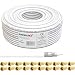 Produktbild 50 Meter PremiumX DELUXE Koaxial Kabel 130dB 4-Fach geschirmt, Innenleiter 1,02mm REINES Kupfer SAT Antennenkabel 50m 130 dB 135 120 50 + 20x F-Stecker 7,5mm (0,68EUR/M)