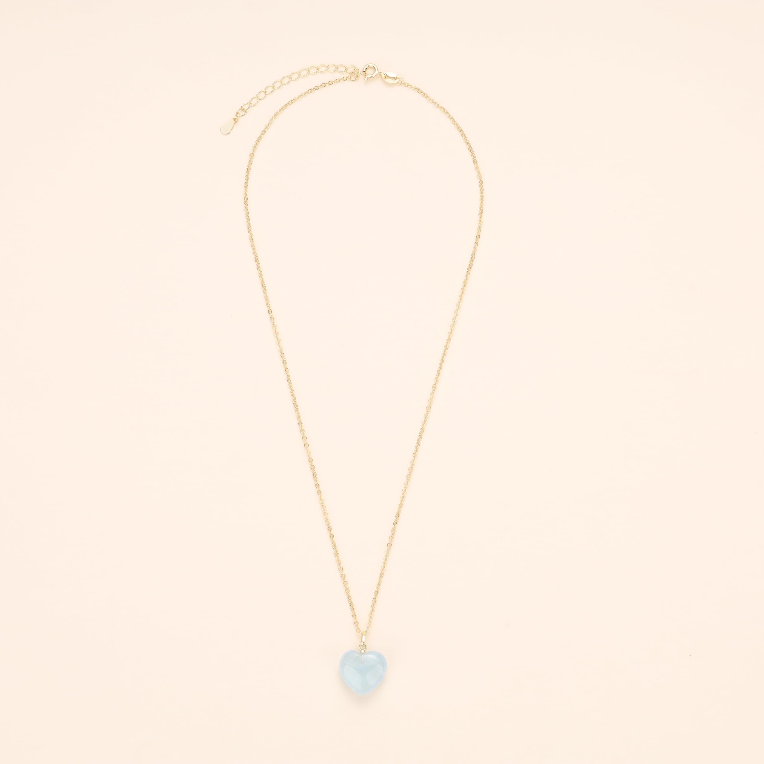 COAI Geschenkideen 925 Sterling Silber Damen Goldkette mit Naturstein Herz Anhänger Halskette