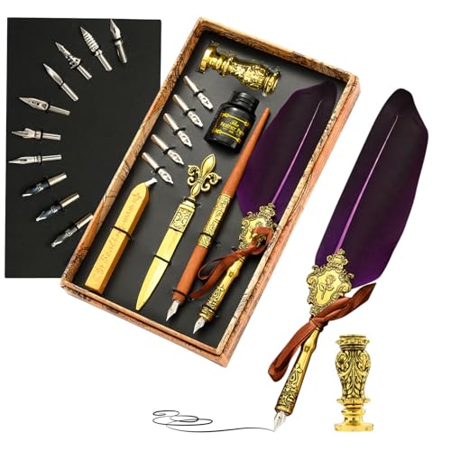Ensemble d'encre pour stylo plume, set de calligraphie complet avec plumes et cire