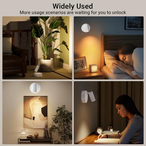 TaoFiaCo Wireless Led Spotlight Indoor, Plant Spotlight Indoor with Remote Dimmable, 350° Rotate, Rechargeable Uplighting Battery Powered Ceiling Light for Artwork Painting Plant Picture Lights-White by TaoFiaCo - Image 9