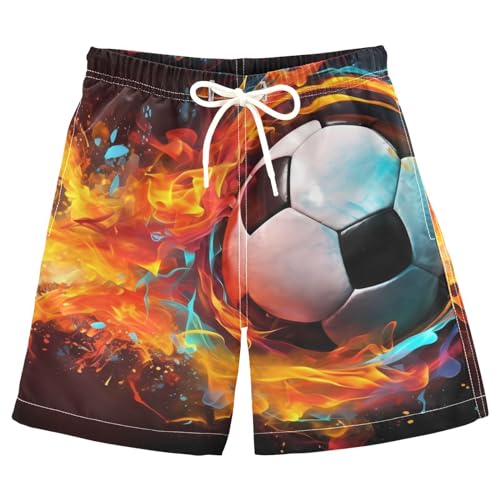 Fire Soccer Little Boys Swim Trunks Kids Board Shorts Swimsuit Bathing Suit Swimwear Size 8 21342444