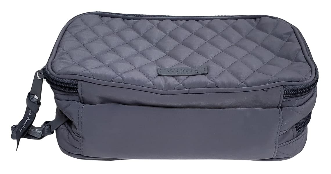 Vera Bradley Trousse de maquillage emblématique pour fard à joues et pinceaux Taille M, Gris carbone., Trousse de maquillage emblématique pour fard à joues et pinceaux Taille M