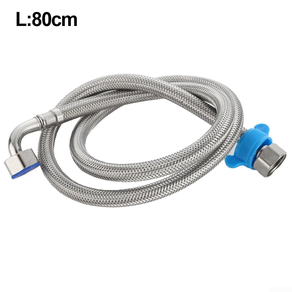 Eawfgtuw Tuyau de douche flexible en acier inoxydable tressé 60/80/100 cm – Pour évier de salle de bain, cuisine, eau chaude et froide pour chaudières, toilettes, cuisines (80 cm)