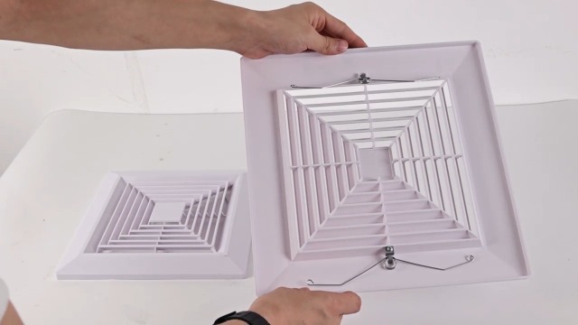 Cubierta blanca para extractor de baño (paquete de 4 unidades, 12 x 12 pulgadas), con resorte, montaje en techo o pared, rejilla, difusor de aire, campana de ventilación, accesorios de reemplazo miniatura 7