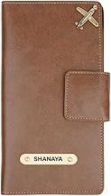 YOUR GIFT STUDIO Customized Leather Travel Wallet, Passport Holder With Name & Charm Personalized Passport Case, Leather Travel Document Holder For Men & Women Travel Accessories, Brown