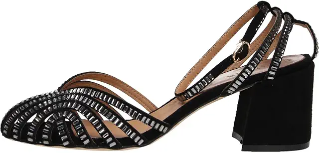 Sandalo Gabbia Laccio alla Caviglia in Microfibra e Strass - C1LM9002