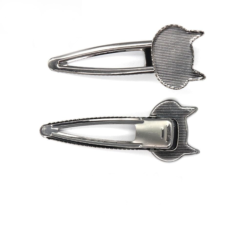 75*30MM 50 Uds. Pinzas de Metal para el cabello con forma de gato, bandeja, pasadores para el cabello, horquillas para el cabello con bandeja en blanco, bandejas de configuración de bisel redond