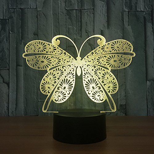Preisvergleich Produktbild 3D Schöner Schmetterling Optische Illusions-Lampen, 7 Farbwechsel berühren Tabelle Schreibtisch-Nachtlicht mit USB-Kabel Fernbedienung Für Schlafzimmer Home Decoration