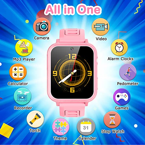 Cosjoype S16 Kids Game Smart Watch Gift For Girls Age 6-12, 24 Puzzle Games Hd Touch Screen Kids Watches With Video Camera Music Player Pedometer Flashlight 12/24Hr Toys thumb #1