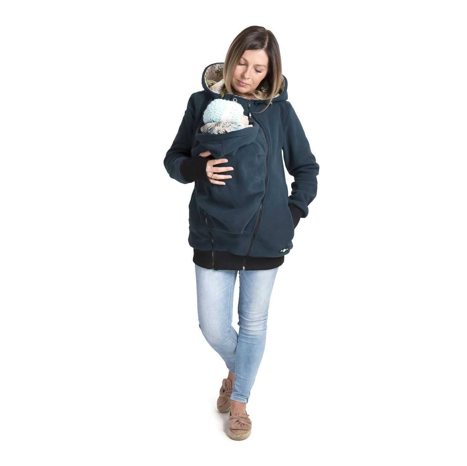 FUN2BEMUM Luna 3in1 Tragejacke Tragepullover für Mama & Baby Petrol