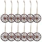 Amosfun 12 Stück Retro-anhänger Aus Holz Holzwagenrad Radwagendekor Western Holz-wagenrad- Altes Bauernhaus-radhandwerk Klassenzimmer Im Bauernhaus Hellbraun Buchsbaum