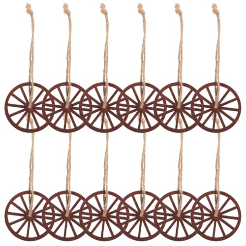 Amosfun Retro Holz AnhäNger 2 Zoll Holzwagenrad Dekoration Im Vintage...