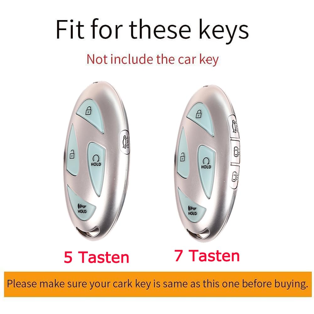 ontto Etui na klucze z breloczkiem do kluczy pasuje do Hyundai Tucson NX4 Kona SX2 Ioniq 6 Grandeur Azera Elantra Sonata 2022-2025, etui na kluczyki samochodowe, metalowe, ochronne, etui na klucze, 7