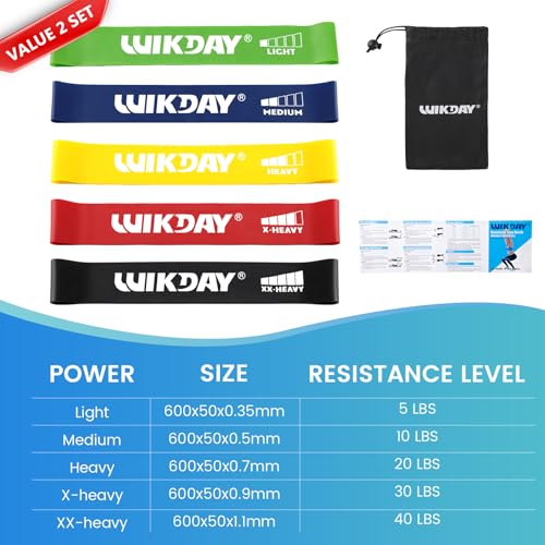 Image of WIKDAY Resistance Bands for Working Out Exercise Loop Bands Workout Bands Set for Men Women Body Stretching, Crossfit Training, Home Workout, Physical Therapy, Booty Legs, Set of 5