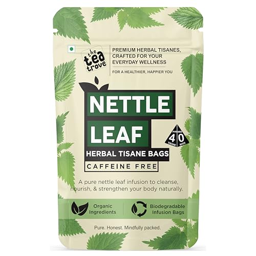 Image of the tea trove Organic Nettle Leaf Tea Bags - 40 Eco-Friendly Stinging Nettle Tea Bags In Resealable Pouch For Everyday Wellness, Caffeine Free | Pack Of 1, 40 grams