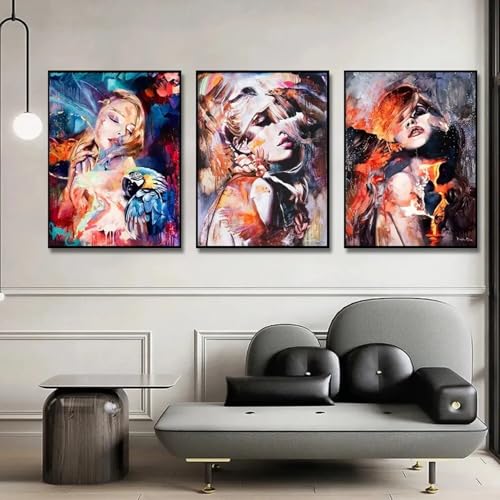 Portrait de fille graffiti abstrait sur toile TONGYINLI art moderne salon 60x80cm