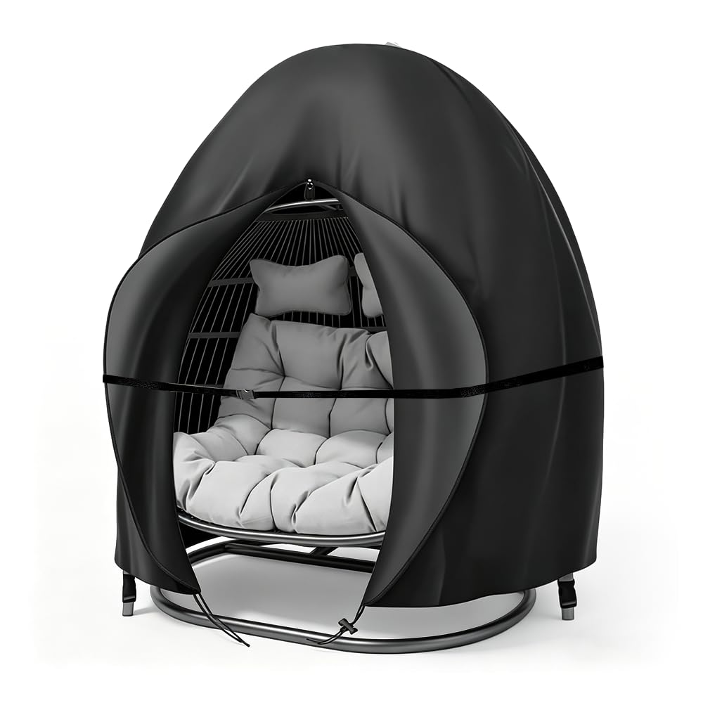 NAVESO Double Egg Chair Cover, Egg Chair Covers Waterproof, 420D Oxford Fabric Egg Chair Cover, 200 * 230CM Egg Chair Covers Waterproof Heavy Duty with Zipper and Drawstring for Swing Chair