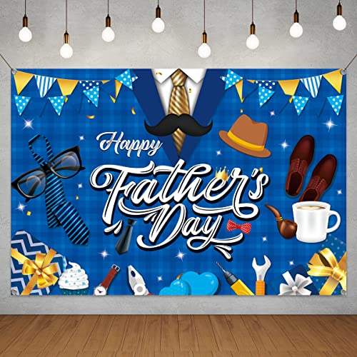 Happy Fathers Day Backdrop Decoration- Fathers Day Large Blue Shirt Background Backdrops Banner for Father Party Photo Booth Prop Supplies(Backdrop)