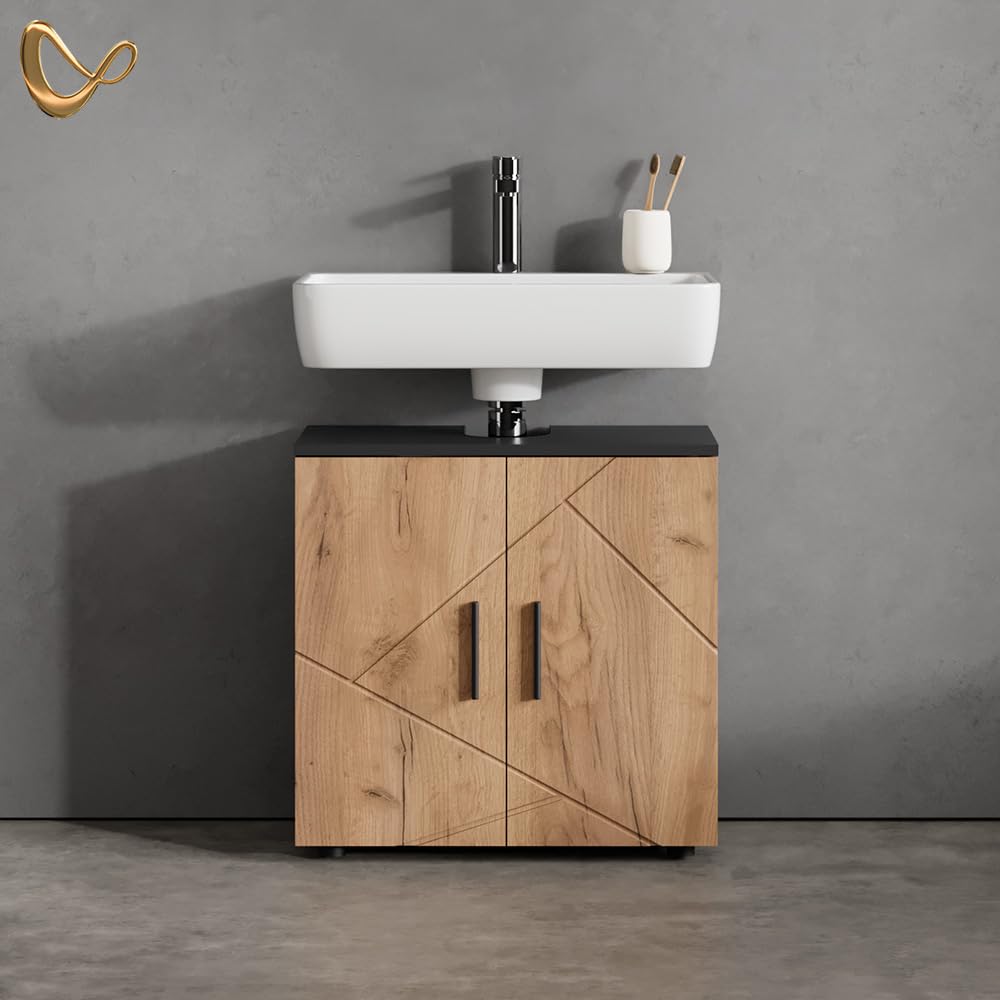 Livinity Mobile sottolavabo per bagno Ronco, Rovere dorato/antracite, 60 x 59 cm
