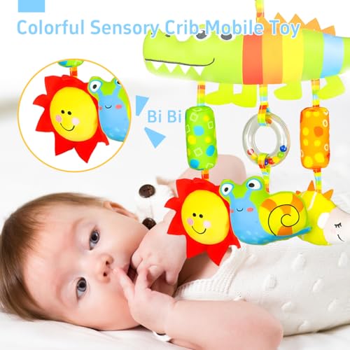 Image of SNOWIE SOFT Baby Toys for 6 to 12 Months Cartoon Alligator Snail Stuffed Stroller Toy with Squeaky Device, Colorful Sensory Toys Hanging Soothing Toy for Stroller, Crib New Norn Baby Gifts