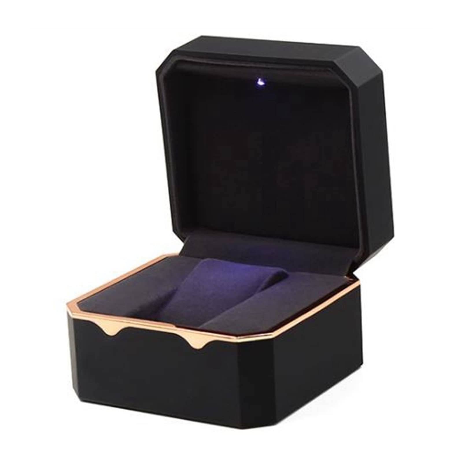 XBTGS Caja expositora octogonal con borde dorado para reloj, caja de almacenamiento de luz, caja de almacenamiento de joyas, anillos, pulseras, joyas y relojes, cajas de relojes para hombres