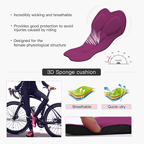 Santic Calça legging de ciclismo feminina de inverno acolchoada 4D à prova de vento forrada com lã,