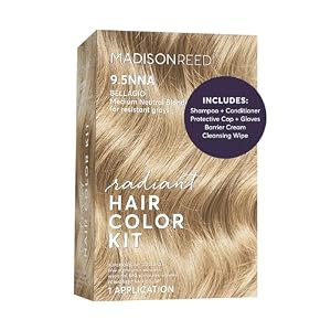 Madison Reed Radiant Hair Color Kit – 9.5NNA Medium Neutral Blonde (Bellagio Blonde), 100% Gray Hair Coverage Permanent Hair Dye for Resistant Grays | PPD-Free & Ammonia-Free, 1 Pack