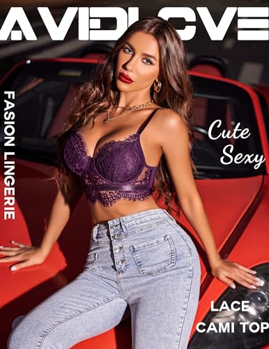 Image of Avidlove Lace Bralettes for Women Y2k Strap Bustier Cami Top V Neck Camisole Lingerie