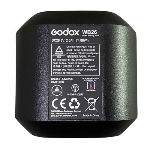 GODOX AD600 Pro II Battery Replacement, WB26 Rechargeable Battery Replacement Only Compatible with AD600Pro AD600Pro II Strobe Flash