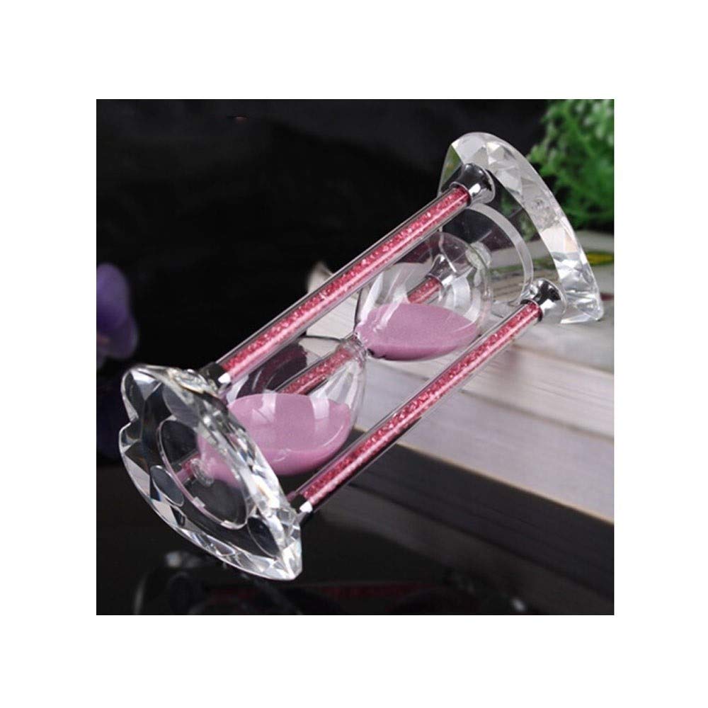 DZBH Hourglass, Diamond Crystal Hourglass Timer, Bright Diamond Pillar Design, Heart-Shaped Base, Delicate And Chic, Available In Three Colors, Timed 30 Minutes (Color : Pink)