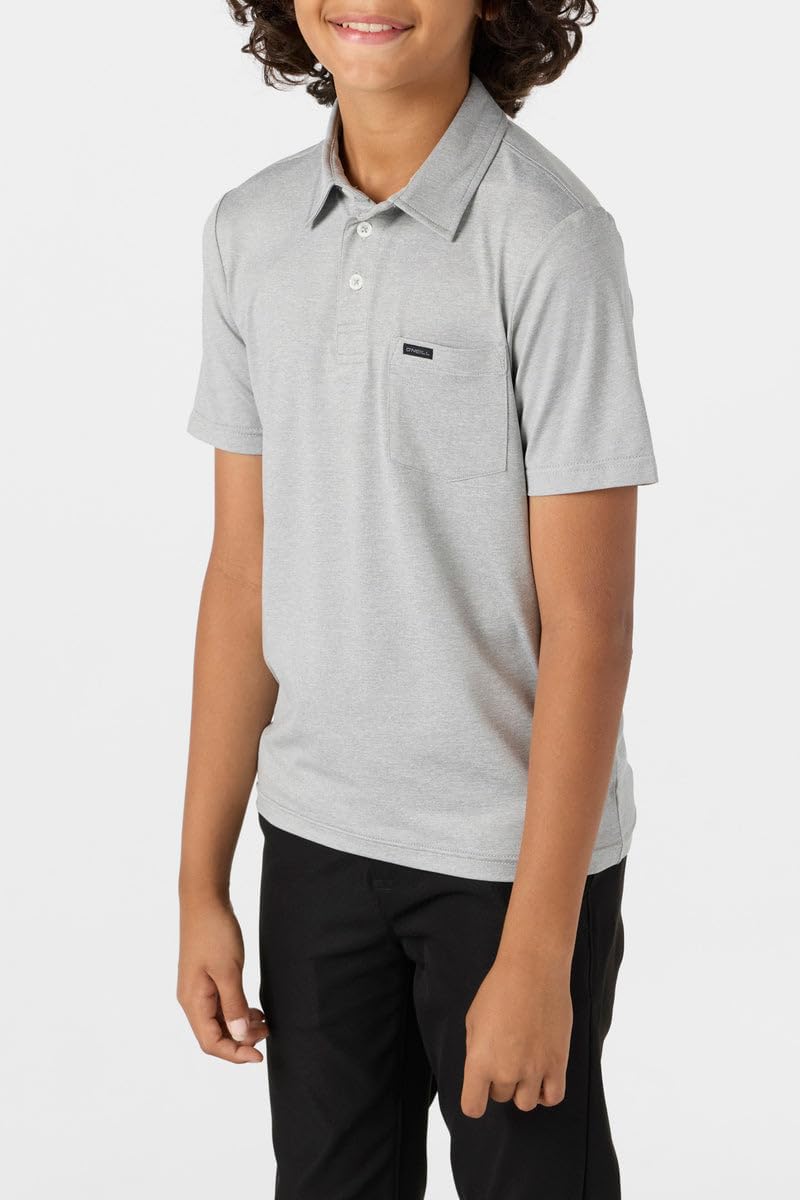 O'NEILL Boys TRVLR UPF Polo Shirt – Quick-Dry Performance Polo with Chest Pocket in Heather Grey