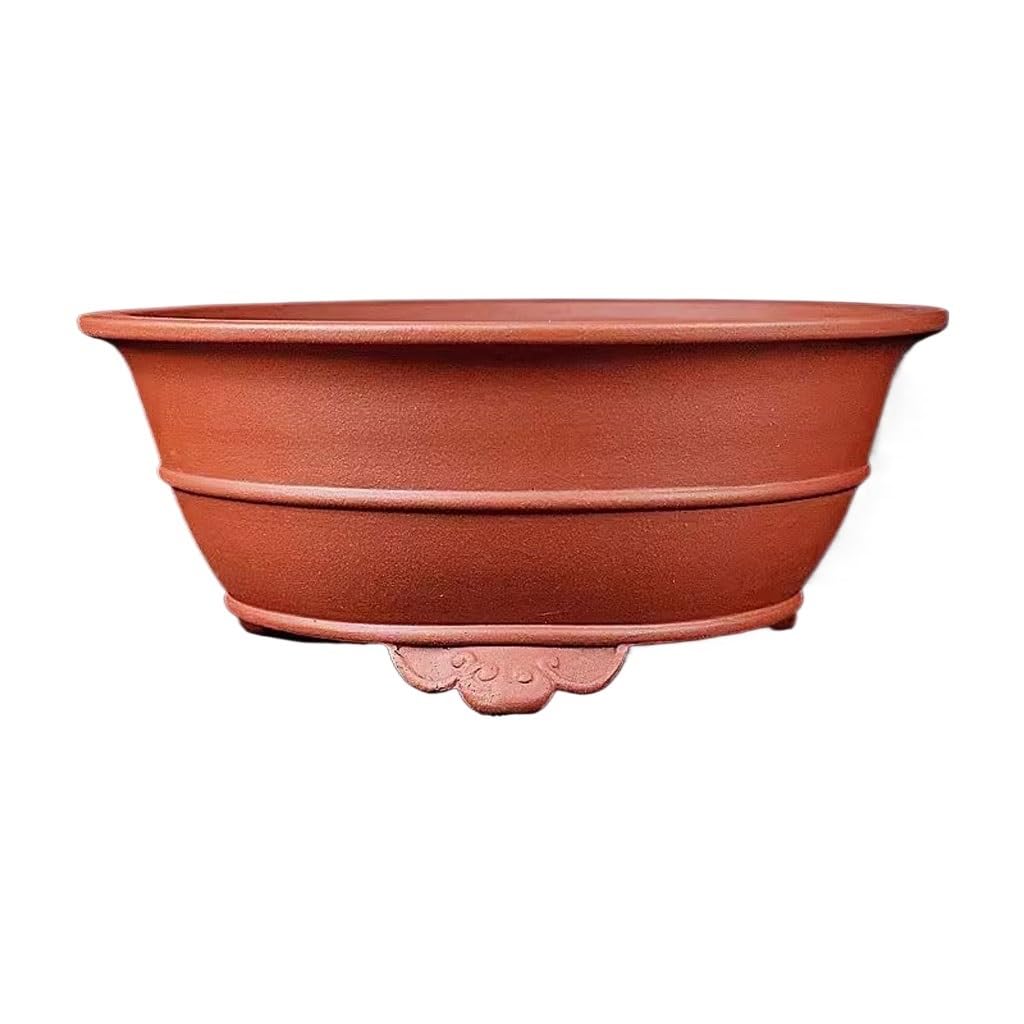 GELASIGE Flower Pots Planter 11.2-inch Purple Clay Bonsai Planter Handmade Round Planter Greenery Plant Planter Outdoor Flower Pots