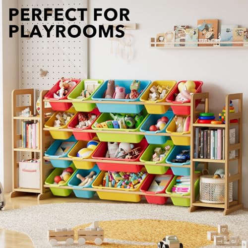 Image of SpaceAid Toy Storage Organizer with 6 Shelves and 20 Bins, Toy Organizers Storage Bookshelf, Kids Bin Shelf Toys Box Bookcase for Bedroom Playroom Organization Room Decor, Multi-Colored