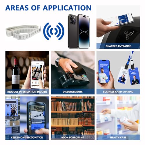 YANZEO 50 peças NTAG213 NFC Tags/adesivos adesivos 144 bytes de memória totalmente programável para
